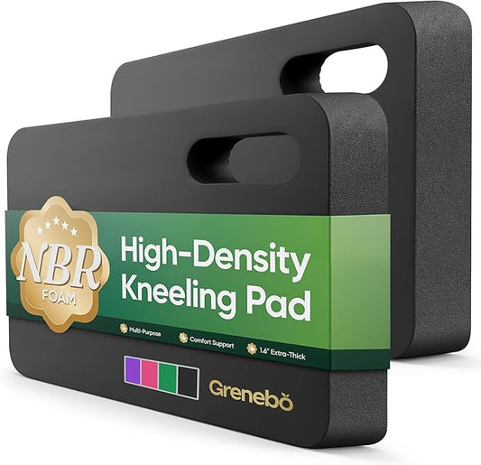 Grenebo 2-Pack 1.6" Extra Thick NBR Foam Garden Kneeling Pads, Ultra Soft Cushion Kneeling Pads for Gardening, Gardening Kneeling Pad for Baby Bathing, Work, Exercise, 17.3×11×1.6 in, Black
