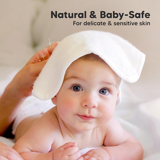 6-Pack Baby Washcloths, Soft Absorbent Washcloths for Face, Body (White) | Viscose from Bamboo Washcloths, Baby Towels, Newborn, Kids, Toddlers, Infant, Gentle on Sensitive Skin, 10x10, Reusable