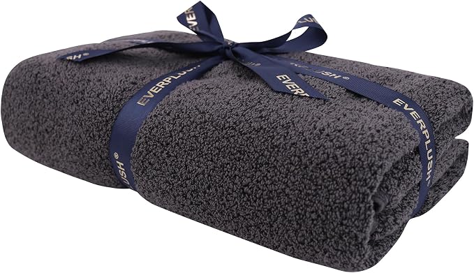 Everplush Diamond Collection Extra Large Bath Sheet Towel – 1 PK, Super Soft & Highly Absorbent, Quick-Drying & Oversized. Perfect for Bathroom, Pool, Swimming Use (Charcoal, 35" x 66" 1PK)