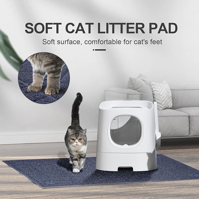 Cat Litter Mat, Litter Trapping Mat Soft on Kitty Paws, 47" x 35" Kitten Litter Box Mat for Cleaner Floors, Waterproof, Easy Clean, Durable XL Large Size Cat Litter Pad for Kitten.…