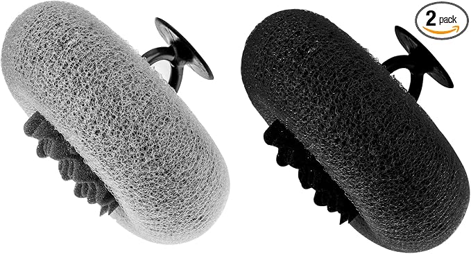 Super Soft Sunflower Suction Cup Bath Sponge loofah, 2026 Upgraded 2-in-1 Sunflower Ball Exfoliating Bath Sponge Cleaning Brush, Mesh Shower Body Sponge Accessories for Women, Men Shower (Black+Grey)