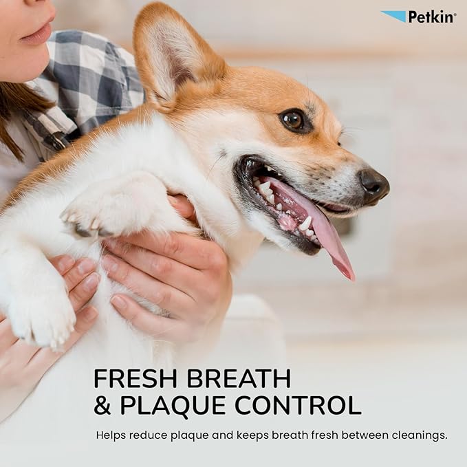 Petkin Plaque Spray, Cool Mint, 4 Fl Oz – Cleans Teeth & Gums, Removes Plaque & Tartar, Freshens Breath & Whitens Teeth with Baking Soda - Ideal Cat & Dog Dental Spray with No Brushing or Rinsing