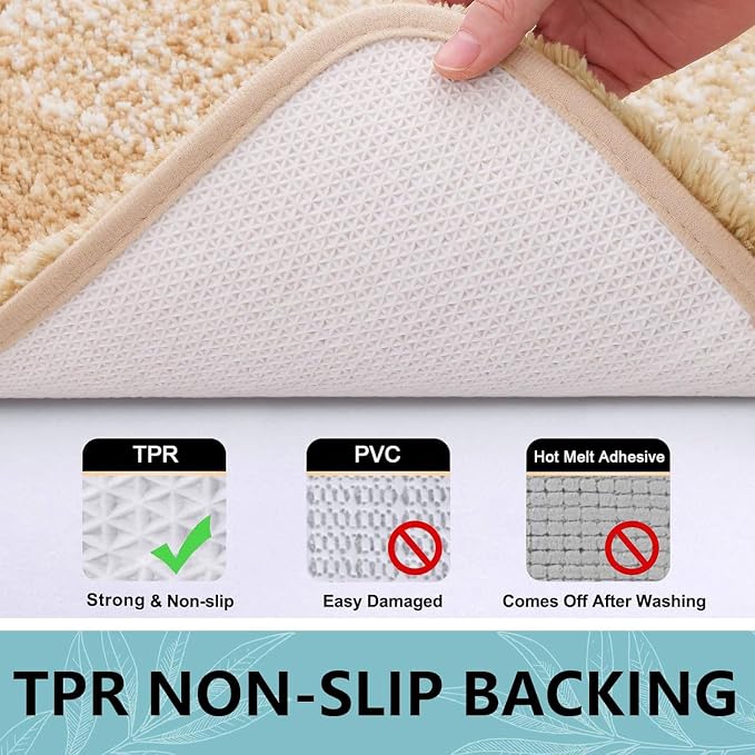 Arotive Microfiber Bathroom Rugs, Shaggy Soft and Absorbent Bath Rug, Thick Plush Machine Washable Dry Bath Mats for Bathroom, Tub and Shower, 30x17, Beige, Rectangular