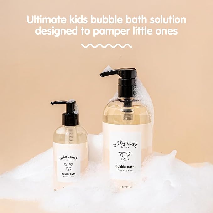 Tubby Todd Bubble Bath for Kids, Toddlers & Babies - Hypoallergenic, Non-Irritating Sensitive Skin Bubble Bath - 1 Pack, 25 fl oz - Fragrance Free