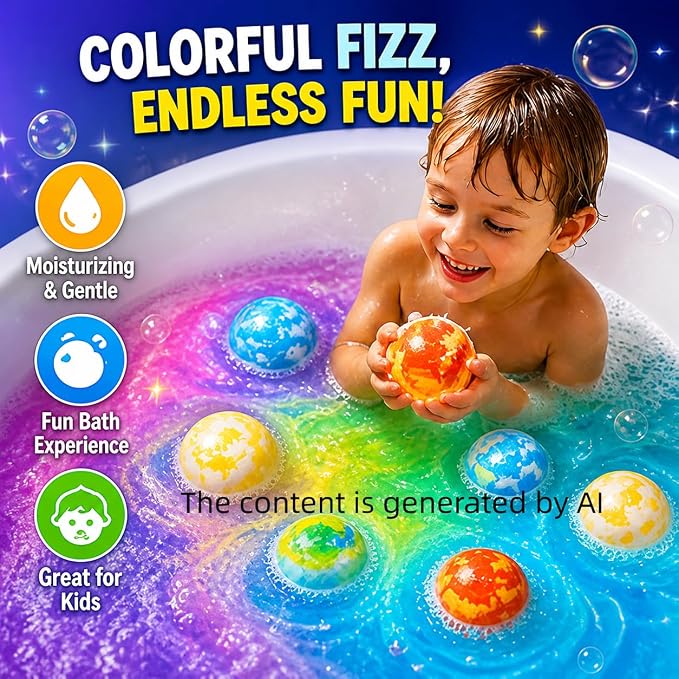 Bath Bombs for Kids with Surprise Toys Inside,Kids Bath Bomb Gift Set | Galaxy themed with Hidden Gemstones, Colorful Fizzing Sensory Bath Toys for Boys & Girls Ages 3-12, Birthday Gifts