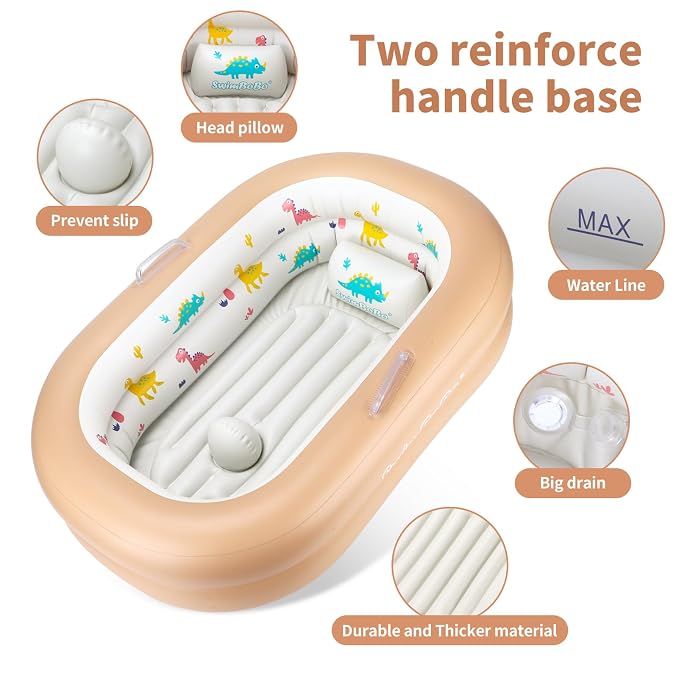 Inflatable Baby Bathtub – Soft, Portable Baby Bath for Infants and Toddlers, Easy to Inflate, Waterproof, Ideal for Home and Travel (Basic)