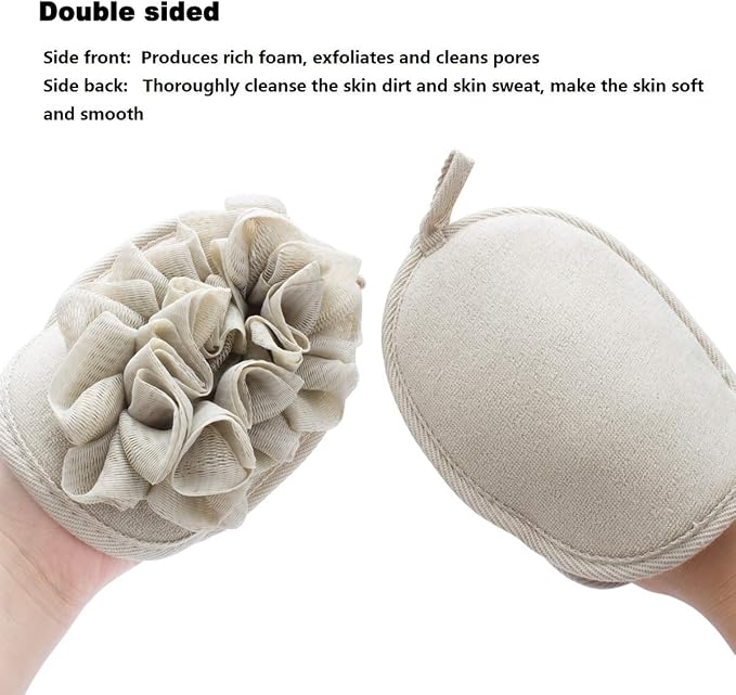3 Pack Body Sponge Brushes Pouf Mesh Brush Shower Glove with Flower Bath Ball