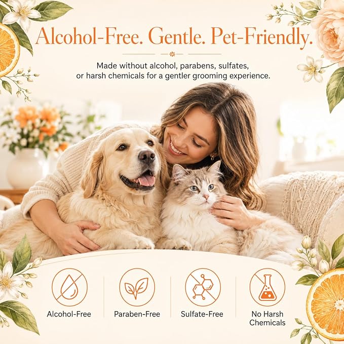 Dog Perfume Spray Long Lasting - Pet Cologne for Dogs & Cats, Alcohol-Free Natural Botanical Formula Deodorizing Grooming Mist, Citrus & Orange Flower Scent, Fresh Coat Care Between Baths, 1.7 fl oz