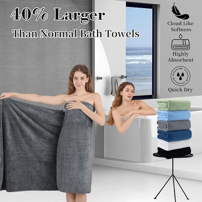 Extra Large Bath Sheet Set of 4,Ultra Soft Fluffy Towel,35”x 70”Oversized Bath Towel Set,Premium Microfiber Bathroom Towel Set Highly Absorbent Quick Dry Shower Towel for Bathroom,Hotel,Spa(Grey)