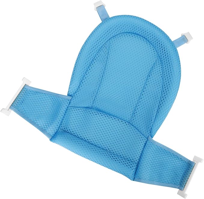 Infant Bath Pad Newborn Bathtub Sling Shower Mesh Cushion Pillow Non-Slip Bath Support Seat Net with 4 Adjustable Safety Belt Buckles Quick Drying Bathing Mat Cradle Hammock for 0-12 Months Toddlers