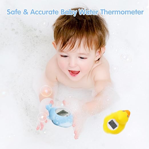 BabyElf Baby Bath Thermometer - Digital Water & Room Temperature Safety Floating Toy, Bathtub Thermometer, Fahrenheit & Celsius