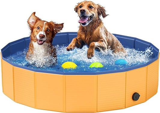 Foldable Dog Pool, Pet Swimming Pool, Pet Outdoor Bathing Tub, Dog Bath Pool, Protective Lining 47"