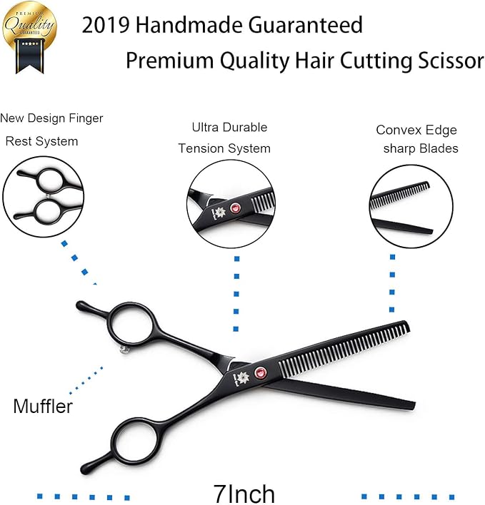 Dream Reach Dog Grooming Scissors - 7.0 Inch Professional Pet Cat Dog Grooming Shears Thinning Blending