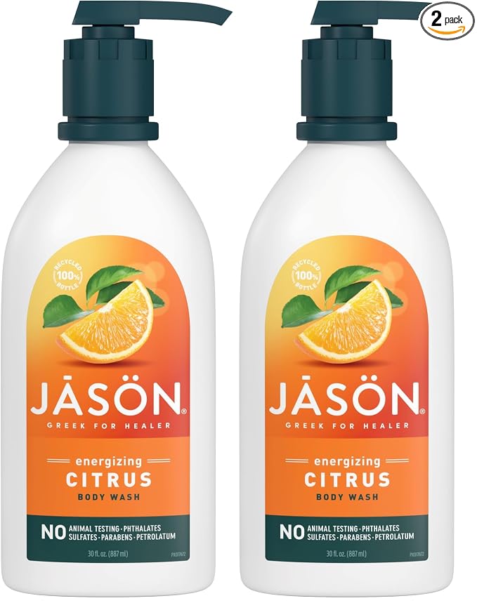 JASON Citrus Energizing Body Wash, For a Gentle Feeling Clean, 30 Fluid Ounces (Pack of 2)