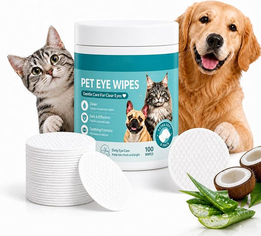 Pets Eye Wipes,Eye Defense Wipes,Tear Stain Remover for Pet,Gentle Textured Eyes Area Wipes with Aloe Vera and Chamomile for Eye Dirt,Daily Cleaning Wipe