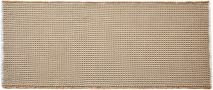TYUU Waffle Runner Rug Bathroom, Long Boho Bathroom Rugs Non Slip Washable Super Absorbent Quick Dry Farmhouse Bath Decor, 60"x24" Khaki and White