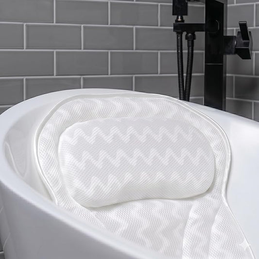 Bath Pillow Bathtub Pillow Back Neck Support Pillow, Spa Cushion for Tub, Relaxing Headrest Bath Pillow, Portable Washable Bathtub Accessories with 3D Air Mesh Thick Soft Bath Pillow (Deluxe)