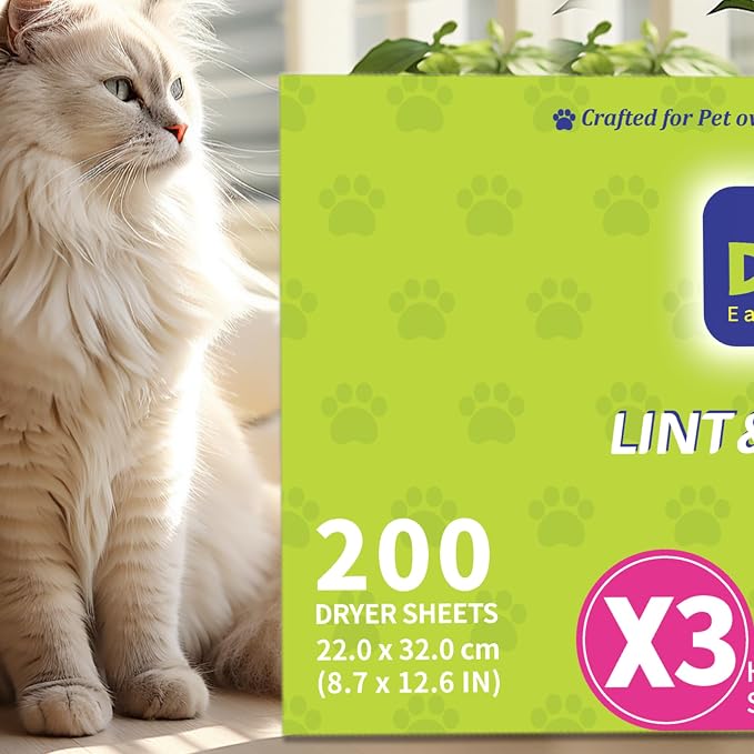 Dr.Easy Pet HUGESHEETS with 3X Dryer Sheets, Rose Dream, 200 Count | LINT & HAIR REMOVER,PLANT&MINERAL-BASED FORMULA