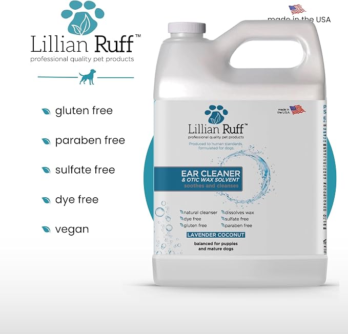 Lillian Ruff Ear Cleaner & Otic Rinse for Sensitive Ears: Alcohol Free Dog Ear Wash with Alo+H6+F6:K28F6:N29