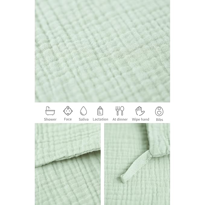 Konssy 6 Pack Baby Muslin Washcloths for Unisex 100% Cotton Wash Cloth Set for Baby Face Body Comfy and Soft for Newborn Infants Kids Girls and Boys