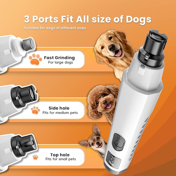 2026 New Silent Groom Pro Dog Nail Grinder, 5-Speed Dog Nail Grinder with Led Light, 40 db Quiet Painless Paws Grooming for Small Medium Large Dogs, USB Rechargeable (Gray)