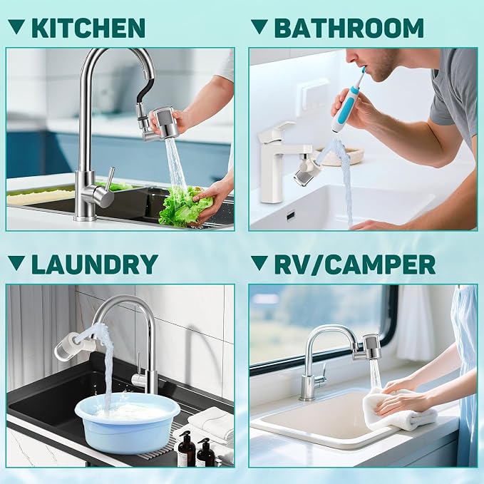CECEFIN 720 Swivel Sink-Faucet Water-Filter - 22 Adapters Fit Most Bathroom/Pull Out Kitchen/RV Faucets, Tap Mount Water Filtration, Carbon Purifier Reduces 99% Chlorine, Last 528 Gallons Water
