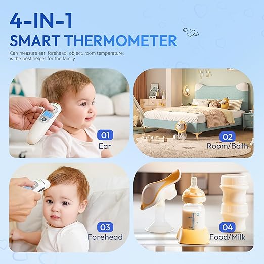 Ear Thermometer for Adults and Kids, Digital Accurate Ear and Forehead Thermometer with Fever Alarm, 1 Second Fast Result, Easy to use, 2 in 1 Mode