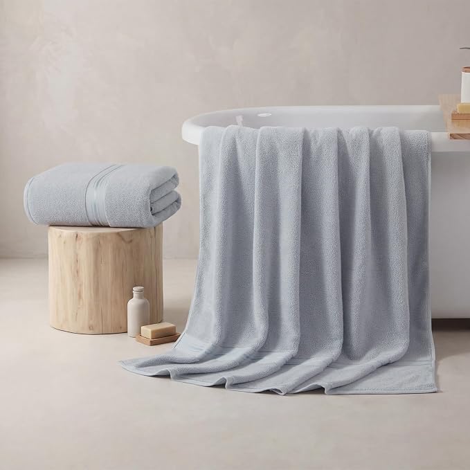 REDKISS Jumbo Bath Sheet 2 Piece, 40x80 Inches 100% Cotton Extra Large Bath Towel for Bathroom, Gray