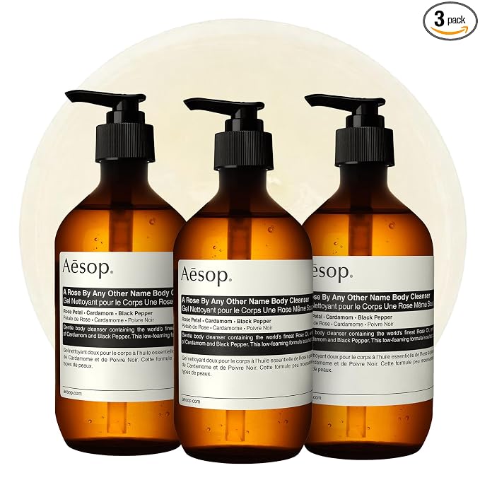 Aesop A Rose By Any Other Name Body Cleanser | Gentle Shower Gel with Rose Petal Essential Oil Blend to Soften & Hydrate Skin | 500 mL / 16.9 oz (Pack of 3)