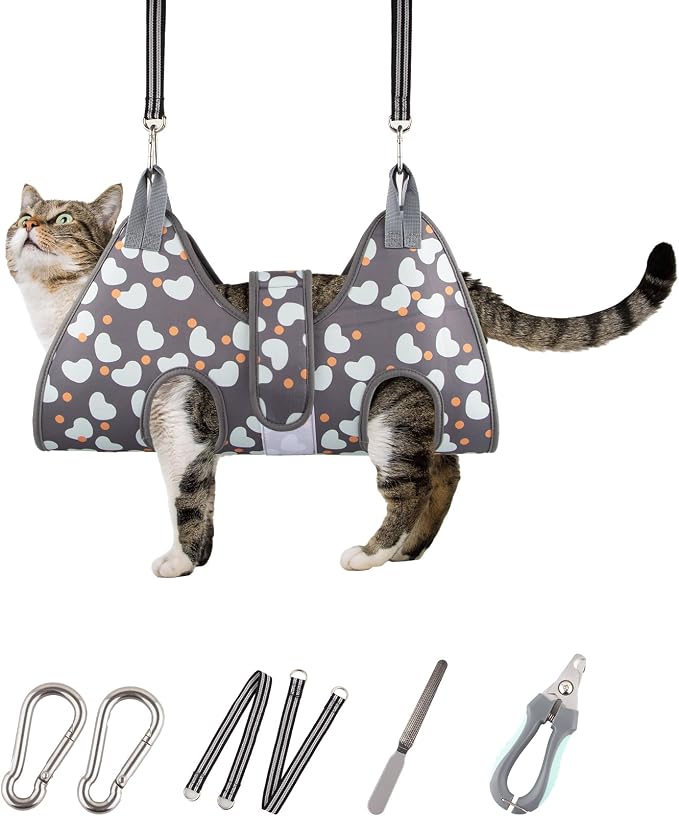 ATESON Dog Grooming Hammock for Small Dogs Cat, Dog Grooming Harness for Nail Trimming, Pet Grooming Hammock Sling for Cutting Nails with Nail Clippers, Nail File