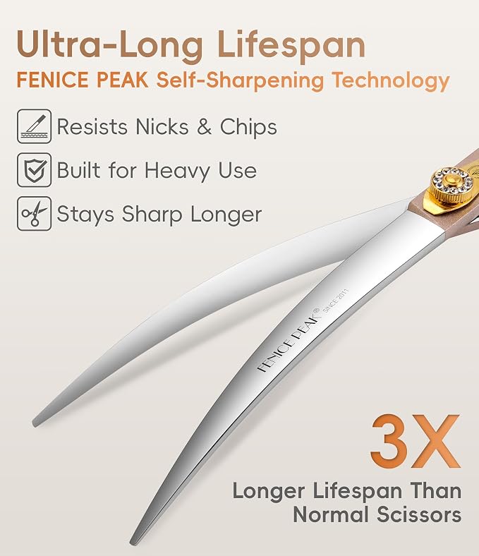 45° Extra Curved Dog Grooming Scissors 440C Stainless Steel 7.5'' Big Arc Curved Shears Rose Gold Sharp and Durable Trimming Scissors for Dogs and Cats
