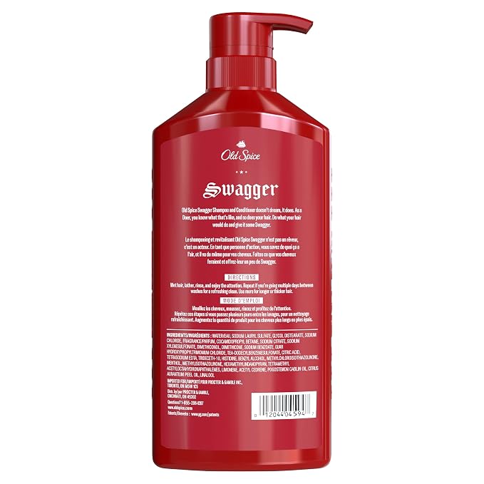 Old Spice Mens 2-in-1 Shampoo and Conditioner, Swagger, Cedarwood Lime Scent, For All Hair Types, Healthier, Fuller, Moisturized Looking Hair, Barbershop Quality, Remove Dirt & Oil, 21.9 fl oz