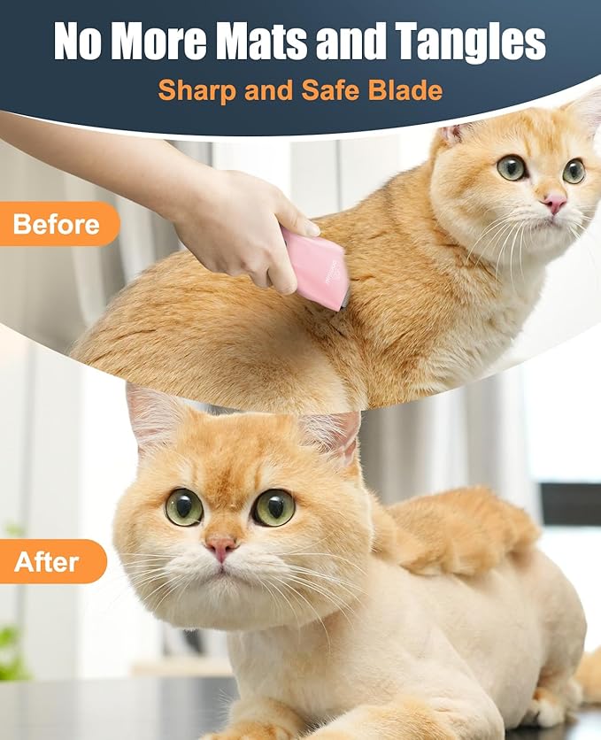 oneisall Pet Clippers for Cat Matted Hair, Quiet Pet Shaver for Cats | Waterproof Cordless Cat Clippers for Matted Long Hair with Storage Bag,Lightweight and Easy to Use for Cat, Pet, Small Dog