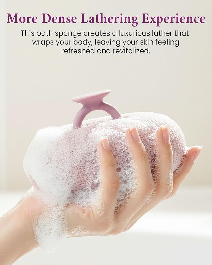 4Pcs Super Soft Sunflower Suction Cup Bath Ball, 2-in-1 Super Soft African Exfoliating Shower Towel Net Sponge Bath Ball, Exfoliating Bath Net Sponge Body Scrubber Shower Ball for Men Women (Purple)