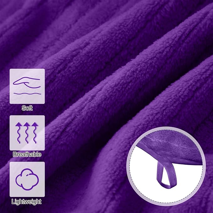 SmoothNovelty 2 Pcs Oversized Coral Fleece Bath Sheets 40 x 80 Inch, Lightweight Extra Large Towel Blanket, Soft Jumbo Bathroom Towels with Hanging Loop for Bath, Pool, Beach, Spa, Travel (Purple)