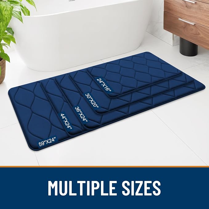 Smiry Memory Foam Bath Mat 36''x24'', Ultra Soft Non-Slip Bathroom Rug, Plush Water Absorbent Quick Dry and Machine Washable Floor Mat for Shower, Tub & Home Decor, Navy Blue