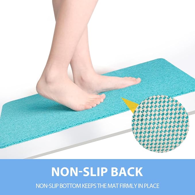 Hargiis Non-Slip Bathtub Mat, Anti Slip Shower Mat, Fast Drying Bathtub Mats, Foot Scrubber Mat, Anti Slip Mat for Tub, Floor, Bathroom, Kitchen, Home, Hotel (Turquoise Blue 24"×16")