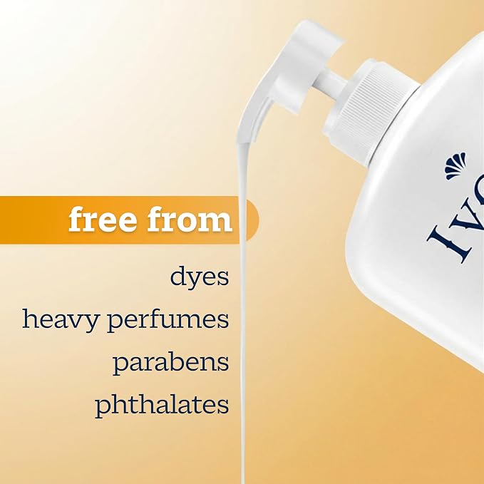 Ivory Body Wash, Designed for the Whole Family, Gentle Formula, Free of Dyes Heavy Perfumes Parabens Phthalates & Silicones, for Sensitive Skin, Designed for Skin's pH, Honey Scent, 35 oz