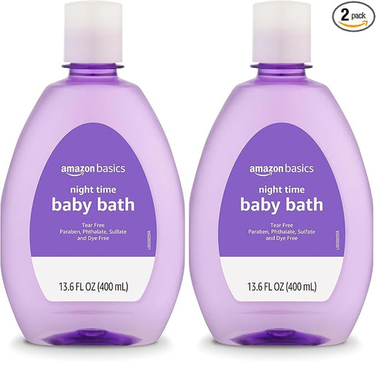 Amazon Basics Tear-Free Night-Time Baby Bath, Soothing, Lightly Scented, 13.6 Fl Oz, (Previously Solimo) (Pack of 2)