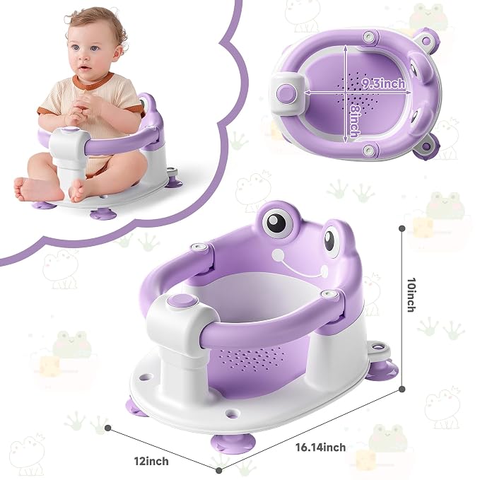 Baby Bath Seat for Babies 5-10 Months & up Non-Slip Toddler Bath Seats for Sitting Up Infant Bathtub Chair with Suction Cups and Soft Cushion for Baby Shower Tub Seat