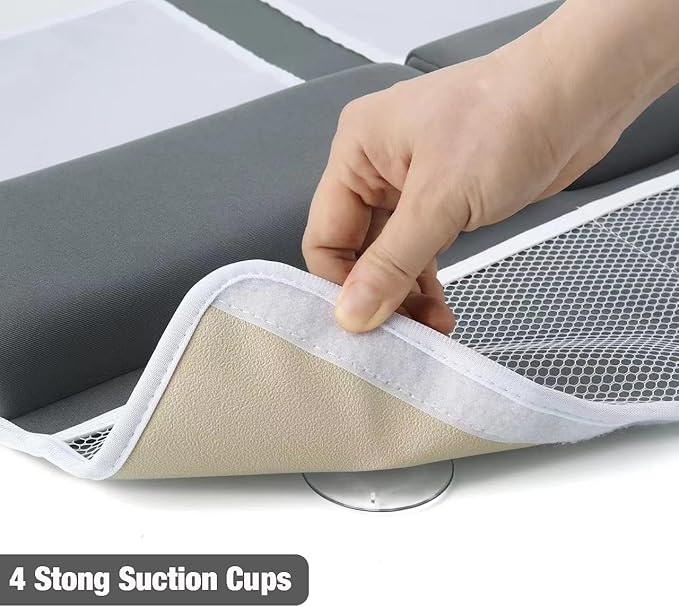 PandaEar Baby Bath Kneeler and Elbow Rest Set - Extra Thick Memory Foam Bathtub Kneeling Pad with Mesh Storage Pockets - Non-Slip, Waterproof Knee Cushion for Bathing Newborns & Toddlers - Dark Grey