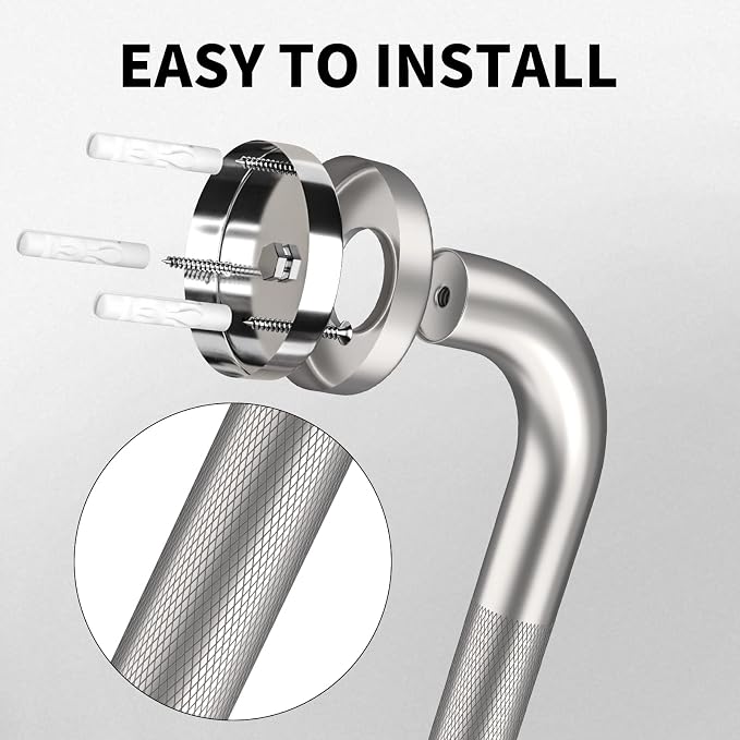 36 Inch Anti Slip Shower Grab Bar, Munzong 2 Pack Brushed Nickel Bathroom Grab Bar, Knurled Bathroom Balance Bar,Safety Hand Rail Support Handicap Elderly Injury Senior Assist Bath Handle