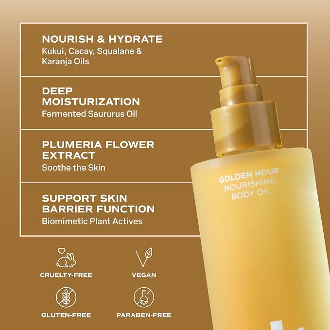 Saltair Body Oil – Jumbo Size After Shower and Bath Oil for Women and Men. Botanical, Non-Greasy, Well-Absorbing Moisturizer for Hydrating Dry Skin – 10oz Bottle, Golden Hour Scent
