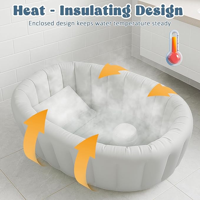 Inflatable Baby Bathtub, Collapsible Baby Bath Back Support, Portable Newborn Travel Bath tub with Drain Hole, Foldable Baby Bath Tubs for Infant to Toddler 0-24 Months (Grey)