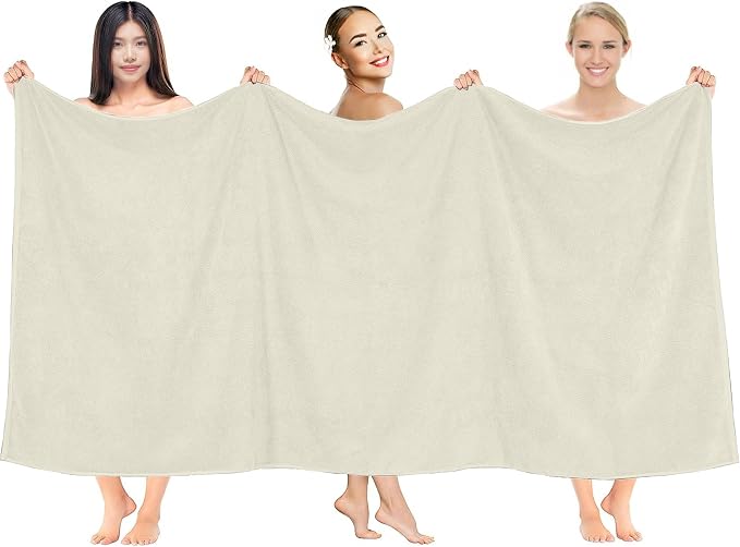 RIVERSIDE Pack of 1 Jumbo Bath Sheet 40 x 80 Inches 100% Cotton Oversized Bath Towel for Bathroom, Extra Large & Lightweight, Soft & Absorbent, Quick Dry, Perfect to Wrap Yourself in - Cannoli Cream