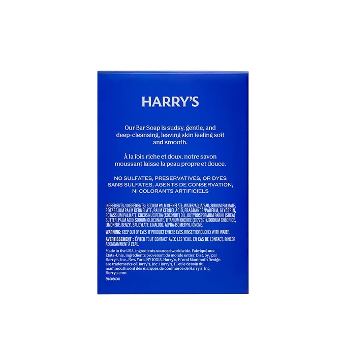 Harry's Bar Soap for Men - Redwood Scent, 4 oz Body Soap Bars, 2 Pack