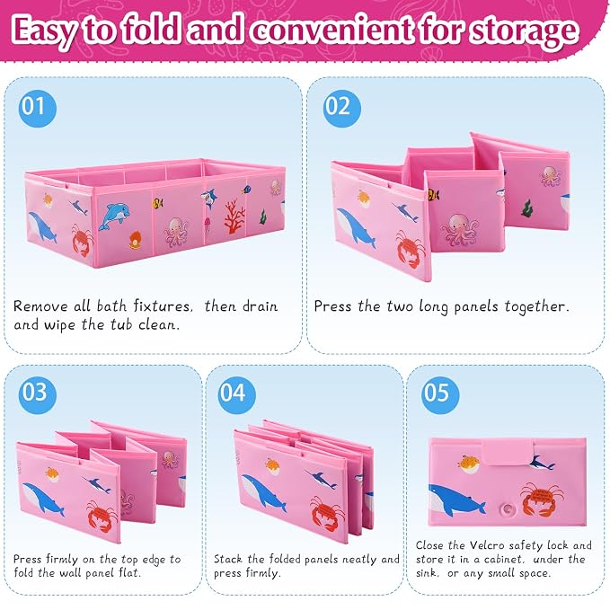 Collapsible Baby Bathtub, Portable Foldable Travel Bath Tub for Infant Toddler, Converts Shower to Tub, No Assembly Folds Flat for Storage, 6M-5 Years, Pink