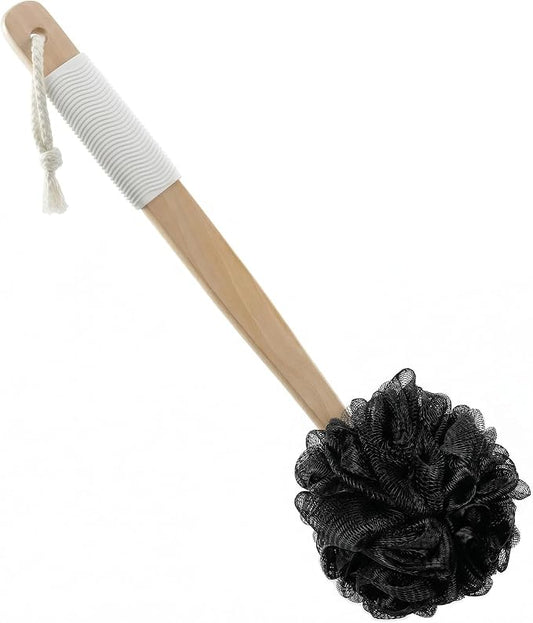 Long Handle Back Scrubber for Shower - About 16.5" Bath Brush with Non-Slip Grip - Body Loofah for Deep Exfoliation, Skin Polishing & Limited Mobility