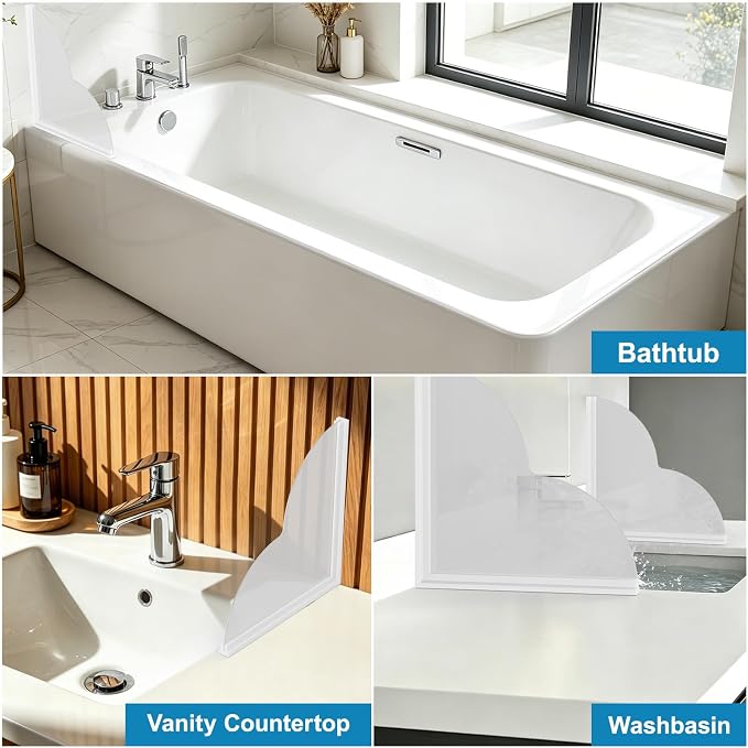 Bathtub Splash Guard（2PCS）, Large Shower Splash Guard, Self Adhesive Waterproof Shower Guards to Keep Water in Shower for Bathroom, Bathtub, Tub, Sink, Stall