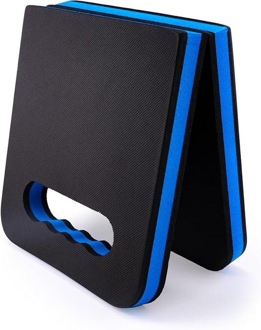 FOSHIO Kneeling Pad with Carrying Handles, Extra Thick Foam Cushioning Mat for Knee, Water Resistant Knee Pad for Gardening, Mechanic, Bathing Baby, Exercise & Yoga, 20 x 9 x 1.2 in, Blue & Black